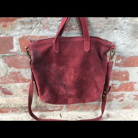 Madewell Leather Burgundy Fringed Cross Body Bag - Picture 2 of 10